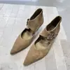 Estação Europeia Couro Fosco Fivela Tira Moda Botas de Cano Curto 2026 Outono Nova Chegada Bico Fino Salto Agulha Sapatos de Salto Único Botas Martin Retro