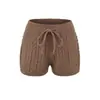 Shorts de Punto con Cordón Retorcido de Diseño de Nicho 'American Hot Girl' Otoño 2025 Nuevos Pantalones Sexy Ajustados para Cadera