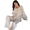 Pijama de Gasa de Doble Capa para Primavera 2026 Algodón Puro Cuello Redondo Cardigan Floral Grande Conjunto Casual Sencillo para Mujer