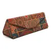 Caixa Dobrável Triangular de PU com Cortiça Couro Flocado de Alta Qualidade Estojo para Óculos Estojo para Óculos de Sol Embalagem de Papel Kraft Atacado