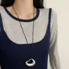 Pingentes Geométricos Irregulares Europeus e Americanos, Estilo Luxo Leve, Colar de Design Simples, Corrente para Suéter Versátil da Moda de Nicho para Mulheres