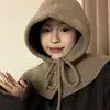 Gorro pasamontañas coreano para mujer, gorro de invierno cálido con calentador de cuello integrado, estilo para parejas, gorro de punto de lana que protege las orejas