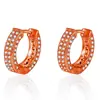 Accesorios europeos y americanos aretes de hebilla de oreja de doble fila de diamantes con diamantes completos venta caliente transfronteriza moda lujo ligero circonita completa micro incrustada hebilla de oreja femenina