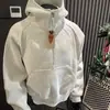 Jaqueta Moletom com Capuz e Zíper Parcial Trade Estrangeiro Masculina Primavera e Outono Estilo Curto Americano Pesado Moletom com Capuz Gola Alta Masculino