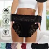 Pantaletas sexys de encaje transfronterizas para mujer, entrepierna 95% algodón, cintura media transpirable, bragas de encaje transparentes, estilo europeo y americano
