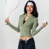 Jaqueta Esportiva Nova Nude Transfronteiriça Feminina Emagrecedora Respirável Gola Alta Jaqueta de Yoga Fitness