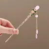 Pasador de Pelo con Borla Floral Fresco y Sencillo Estilo Hada Recogido Diario Elegante Pasador Moderno Accesorio para Hanfu y Cheongsam Pasador