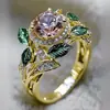 Anillo floral fresco estilo coreano, anillo de aleación de zinc electrochapada de moda, anillo único y versátil de hoja y flor