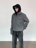 Jaqueta de terno estilo americano retrô com ombros acolchoados, design de nicho moderno masculino, jaqueta curta com zíper casual de alta qualidade