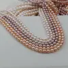 Perlas de agua dulce naturales 7-8 mm cuentas en forma de arroz perlas de agua dulce naturales collar DIY cuentas sueltas semiacabadas cuentas moradas en forma de arroz