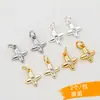 2 Peças de Pingentes Cruz Estrela com Banho de Ouro 14K Cor Duradoura Incrustados com Diamantes para Pulseira de Miçangas DIY Colar Brincos Atacado