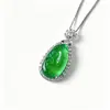 Pingente de Calcedônia Natural com Figura de Buda Banhada a Prata e Incrustação de Diamante de Alto Carbono, Novo Colar de Jade Verde Gelo Estilo Chinês de Alta Qualidade