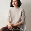 Suéter de Lana Retorcida Holgado de Hombro Raglán de Gama Alta, Top Tejido Jacquard de Doble Hilo Engrosado de Cuello Semi-Alto, Suéter de Cachemir para Mujer
