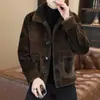 Abrigo Chaqueta Reversible de Solapa Corta Otoño e Invierno de Gama Alta Holgado para Hombre de Edad Media y Joven Chaqueta Gruesa de Abrigo