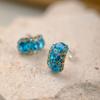 ¡Oferta Especial! ¡El Producto Real Es Muy Brillante! Pendientes de Cristal Verde Semiredondo con Pedrería, Diseño Elegante y Único, Minimalista y Exquisito