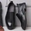 Zapatos Casuales de Cuero Genuino de Vaca para Hombre, Capa Superior, Suela Gruesa, Suela Suave, Cómodos, Punta Redonda, Sin Cordones, Zapatos de Cuero Casuales de Negocios para Hombre