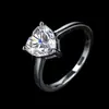 Anillo de Moissanita de 2 Quilates en Forma de Corazón para Mujer, Anillo de Plata de Ley 925 Lujoso y Elegante, Anillo de Boda