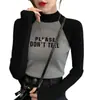 Gola Alta Meia Manga Estilo Coreano Novo Veludo Alemão Camiseta Básica Outono e Inverno Cinza Ombro Direito Slim Fit Manga Raglan Feminina Manga Longa
