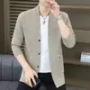2026 Nova Jaqueta Masculina Simples Outono Estilo Coreano Moda Casual Malha de Alta Qualidade Versátil Cardigã Masculino