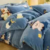 Conjunto de Quatro Peças de Veludo Leite Outono e Inverno Capa de Edredom de Veludo Coral Lençol de Cama Mais Veludo Pelúcia Flanela Conjunto de Três Peças para Cama de Dormitório