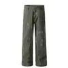 Pantalones de Leñador con Salpicaduras Retro Americanos para Hombre Pantalones Largos Marca de Moda Lavados Desgastados Rectos de Carga Pantalones de Pareja