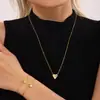Set de Joyería de Acero Inoxidable Chapado en Oro Real de 18K, Collar y Pulsera con Corazón de Doble Capa, Corazón de Melocotón, Estilo Ins, Completamente Incrustado con Circonita Diamante
