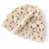 Modioso Sombrero de Punto Puro Hueco para Mujer, Cálido Turbante Nuevo de Cachemir Tejido con Monedas de Cobre, Cachemir Beige