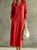 Vestido Longo com Capuz e Meio Zíper de Algodão e Linho, Mangas Compridas com Punhos, Estilo Férias, Estilo Casual, Outono 2026, Cruzamento de Fronteiras Europeu e Americano