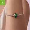 Estilo Vintage Plata S925 Trébol de Cuatro Hojas Cuentas de Vidrio Artístico DIY Pulsera de la Suerte