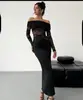 Vestido Longo de Verão com Recortes Novo Estilo Europeu e Americano Comércio Exterior Uma Alça Renda Manga Longa. Vestido Bodycon Sexy para Mulheres