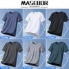 Camiseta de manga corta de seda helada para papá, fina, transpirable, deportiva, de verano, con cuello redondo, para hombre de mediana edad, de secado rápido.