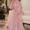 BA7224 Cardigan Longo Atmosférico Multicor Roupão Renda Exquisita Lantejoulas Lenço Embutido Peça de Exterior