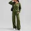 Conjunto deportivo casual de dos piezas para mujer, otoño e invierno 2026, transfronterizo europeo y americano, nuevo diseño de moda, top holgado de manga larga y pantalón de pierna ancha