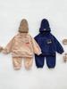 Ropa de bebé 2023, suéter de solapa, traje, pantalones largos, primavera y otoño, para hombres y mujeres, bebé, estilo occidental, traje de dos piezas de oso, moda
