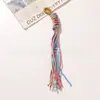Estilo Chino Retro Bloques de Color Hilo de Algodón Multicolor Borla Colgante DIY Bolsa Llavero Colgante para Teléfono Accesorio