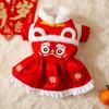 Traje Tang de Año Nuevo para Mascotas Danza del León Abrigo de Algodón Estilo Chino Ropa Festiva para Perros Ropa Cálida de Dos Patas para Gatos y Perros
