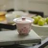 Mingzhenshan Zhi Cangyanhongjie Fangwangshu Cerâmica Fina Pintada à Mão Gaiwan Conjunto de Chá Kung Fu para Uso Doméstico Xícara de Chá