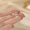 Anillo de plata s925 con forma de ginkgo Yun Xiaoshu para mujer, diseño de nicho, anillo abierto para el dedo índice, anillo de banda lisa de alta gama, venta al por mayor