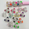 Cuentas de Sirena Coloridas con Flor de Tres Pétalos Incrustada de Diamantes Base de Flor de Aleación Base de Flor de Mariposa Accesorios para Ensartar Cuentas Espaciadoras para Pulseras y Collares DIY