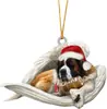 Nuevo Ángel Durmiendo Perro Colgante para Coche Adorno Navideño Divertido Colgante Dibujo Animado Árbol de Navidad Colgante Decoración Navideña Colgante
