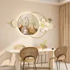 Pintura Decorativa Moldada em Novo Estilo com Relógio de Parede e Mesa de Jantar Mural de Pedra Laioru Areia de Arenito Pintura de Parede