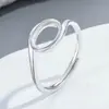 Anillo irregular de onda minimalista estilo DIY ámbar, base vacía de plata de ley maciza S925, 4x6/6x8mm