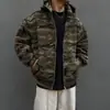 Sudadera con capucha camuflaje retro americano, cárdigan casual de otoño moderno de corte holgado para hombre, chaqueta de béisbol para pareja
