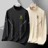 Camiseta interior térmica de manga larga para hombre, color liso, forro polar de doble cara cepillado, cuello medio alto, base engrosada, para otoño e invierno