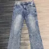 Calça flare 517 em mármore com vibe clean-fit, azul gelo, estilo nicho de alta qualidade, calça alongadora e modeladora