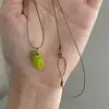 "Racimo de Uva Verde" Collar Tejido de Uvas con Cuentas Verdes Estilo Bosque para Mujer, Cadena para Clavícula de Diseño Fresco y Delicado