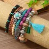 Transfronterizo Nuevo Producto Estilo Bohemio Turquesa Cruz Corazón Pluma Cristal Colgante Pulsera de Cuentas DIY Juego de 6 Piezas