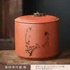 Tarro de Té de Arcilla Púrpura Ciruelo Orquídea Bambú Crisantemo Tarro Pequeño Sellado Caja de Té Pu'Er Té Negro Cerámica para el Hogar Almacenamiento Tarro de Té a Prueba de Humedad