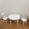 Juguete de comida para casa de muñecas en miniatura diy blanco mini 1/12 modelo de escena de muebles juego de sillas de madera accesorios de mesa de comedor