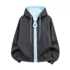 Sudadera con Capucha y Cremallera Grande de Diseño Dulce y Fresco para Mujer, Chaqueta Cardigan Bordada Ajustada para Primavera y Otoño, Petite, Moderna
